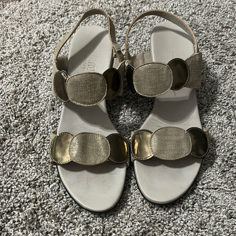 Gold and tan Munro heels